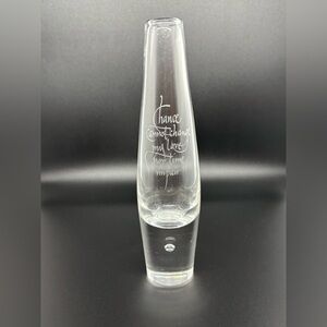 Steuben engraved crystal bud vase